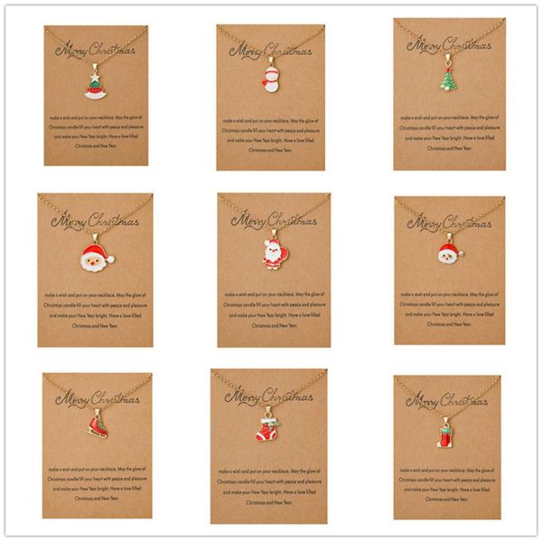 

merry xmas santa claus pendant choker necklace wish card gold jewelry christmas gift decor new year for women men kids1259293, Silver