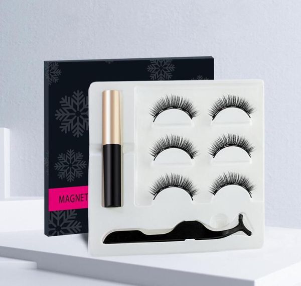 

false eyelashes magnetic eyeliner eyelash suit 3paris lashes fluid eyelash with special tweezer tools makeup9696297