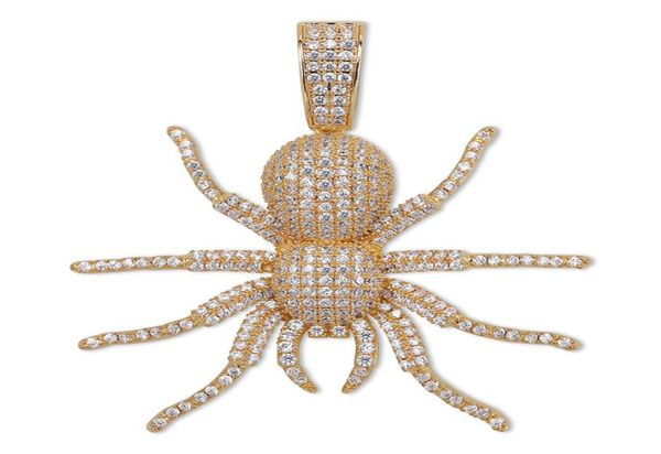 

new iced out cz spider pendant necklace mens micro paved hip hop gold silver color bling charm chains jewelry7261379