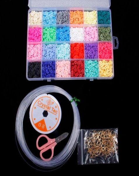 

charm bracelets 4800pcs handmade color jewelry making supplies kit accessories flat round polymer clay spacer beads diy necklace s7331162, Golden;silver