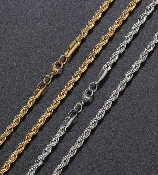 

5 mm gold plated chains necklace stainless steel hiphop chain diy rope jewelry findings length 16quot18quot20quot22q1821010, Silver