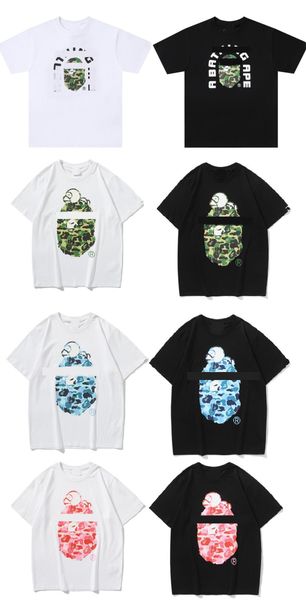 

summer mens t-shirts designer mens ape streetwear tees camouflage painted letter shark men women tees t-shirts luxury brand t-shirts couples, White;black