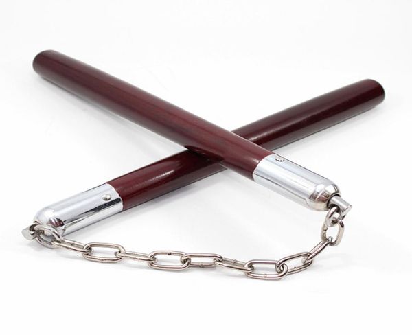 

whole red mahogany nunchakus rope steel chain sponge nunchaku actual combat show martial arts supplies performance props two 3858235