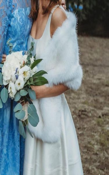 

bridal wraps faux fur shawl for rustic winter wedding party guest bridesmaid prom warm outdoor stole bolero scarf shrug size1798441, White