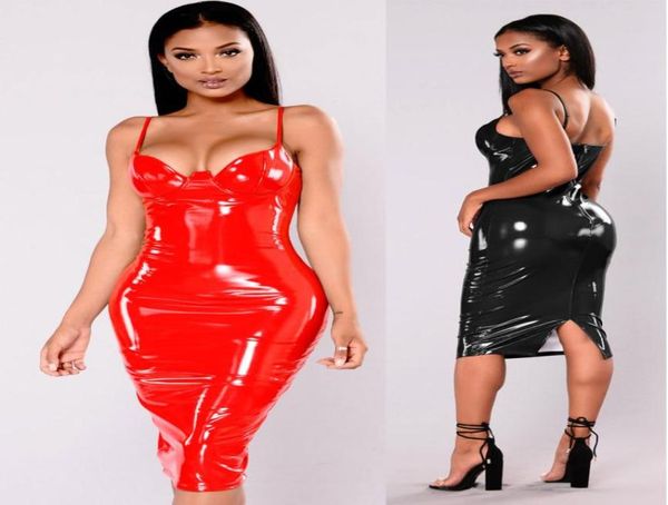 

black red pvc women club dress bodycon party dresses ladies vestidos outfits clubwear costume s6xl 8738714139, White;black
