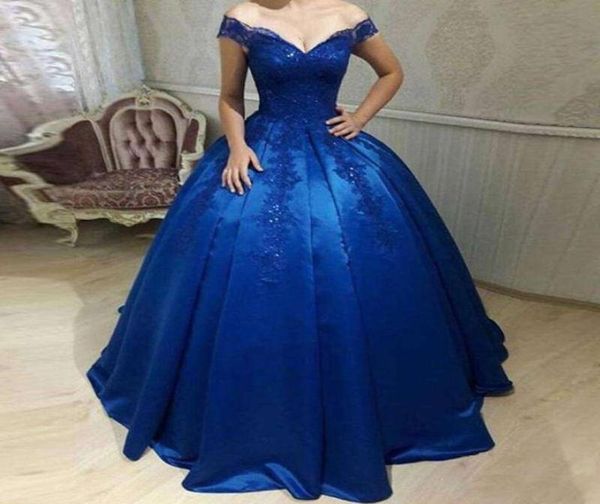 

2019 royal blue off the shoulder quinceanera dresses lace appliques ball gown special occasion dresses for sweet 16 18 party dress7661830, Blue;red
