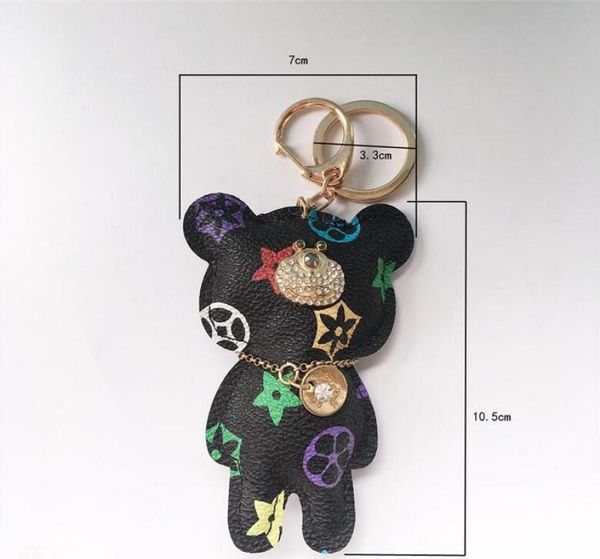 

new fashion key chain accessories tassel key ring pu leather bear pattern car keychain jewelry bag charm2288724, Slivery;golden