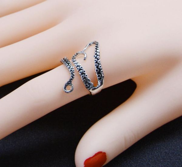 

stainless steel ring for women men jewelry gothic deep sea squid ocs ring open adjustable ocs titanium ps09178520320, Silver