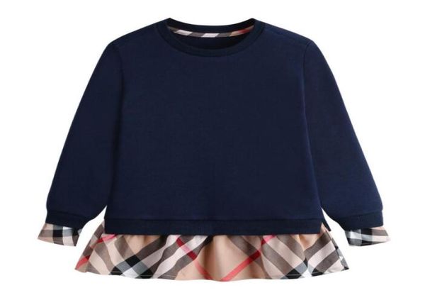 

lovely baby girls pullover kids sweaters children plaid sweatshirt colorblock dresses spring autumn children cotton stitching swea7003588, Blue