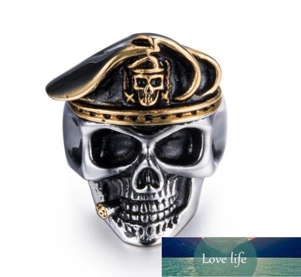 

trendy fashion domineering officer beret skull ring men retro gothic punk hip hop rock accessories jewelry halloween gifts factory5090893, Silver