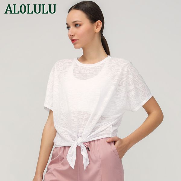 

al0lulu women's yoga short t-shirt shorts sleeve loose casual outing sports breathable yoga clothing fitness running