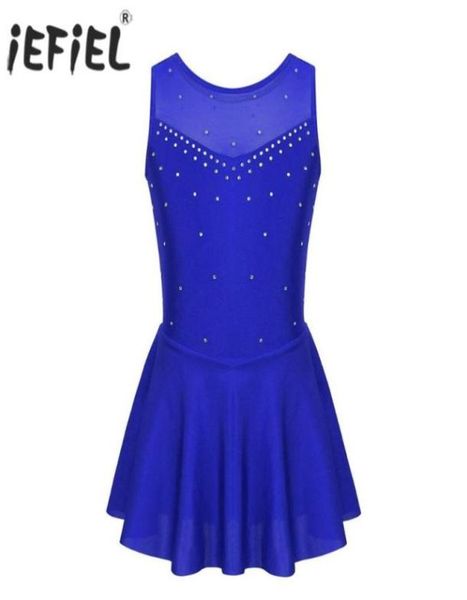 

iefiel kids teen sparkly figure skating dress ice skating dance wear gymnastics leotard for girls contemporary costumes dresses4256821, Black;red