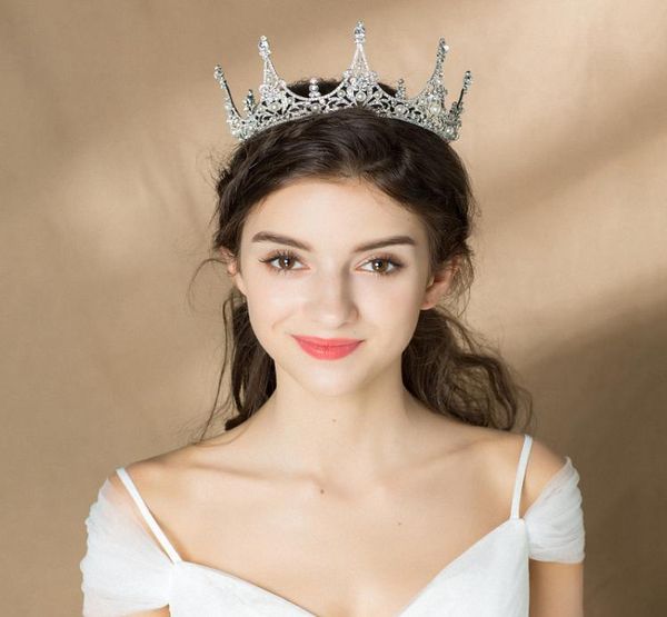 

vintage baroque pearl queen king bride tiaras crowns for women headdress prom bridal wedding hair jewelry accessories3276048, Silver