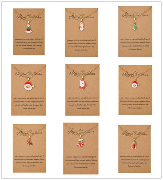 

merry xmas santa claus pendant choker necklace wish card gold jewelry christmas gift decor new year for women men kids7799968, Silver
