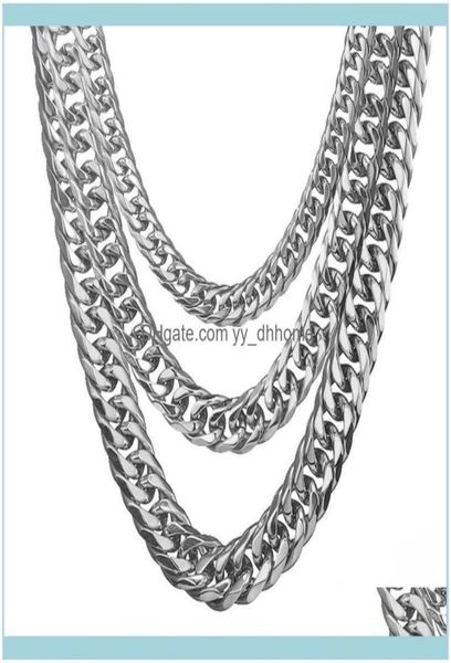 

chains necklaces pendants jewelrychains 131619mm white gold tone stainless steel chain curb cuban link mens necklace male x part6788597, Silver