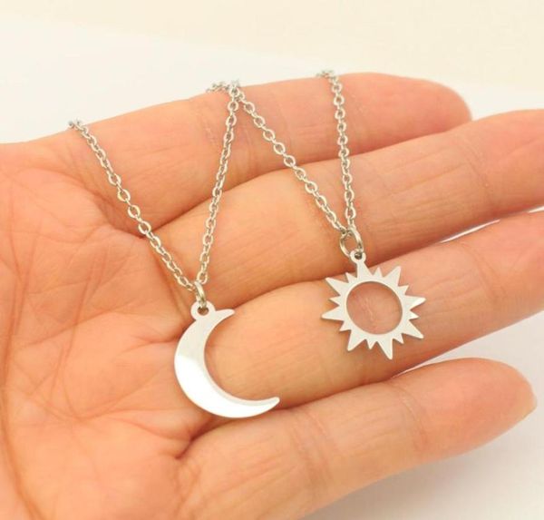 

pendant necklaces sun and moon friend friendship necklace lover couple family gift for women girl her him7921870, Silver