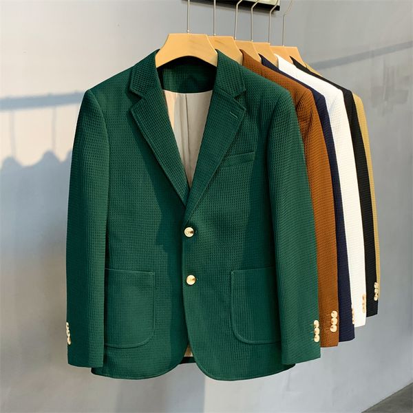 

men's suits blazers british style striped casual suit jackets mens waffle slim fit business blazers coat homme formal social prom tuxed, White;black