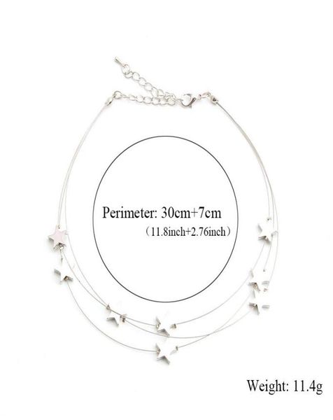 

fashion multilayer star choker necklace for women simple pentagram pendant chain necklaces korean sweet jewelry collares accessor8882610, Silver