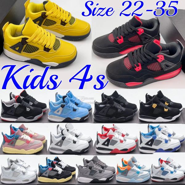

toddler shoes 4s basketball 4 boys black cat kids sneakers children girls trainers military kid youth shoe lightning fire red thunder bred m