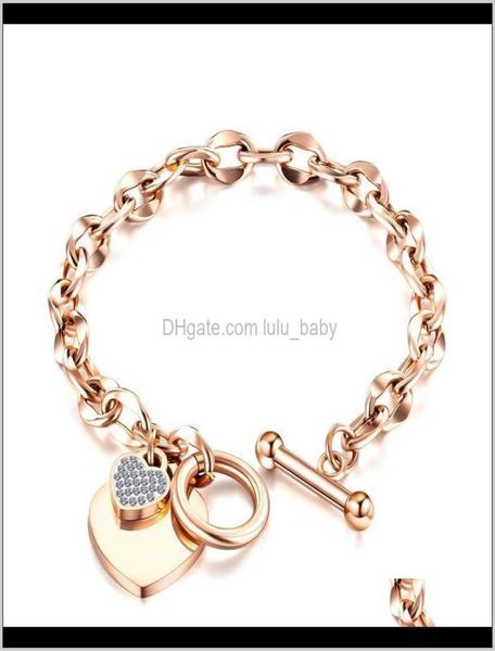 

diamond zirconia heart charms fashion designer 316l stainless steel link chain jewelry for woman girls gifts rose 9yen6 charm brac4126425, Golden;silver