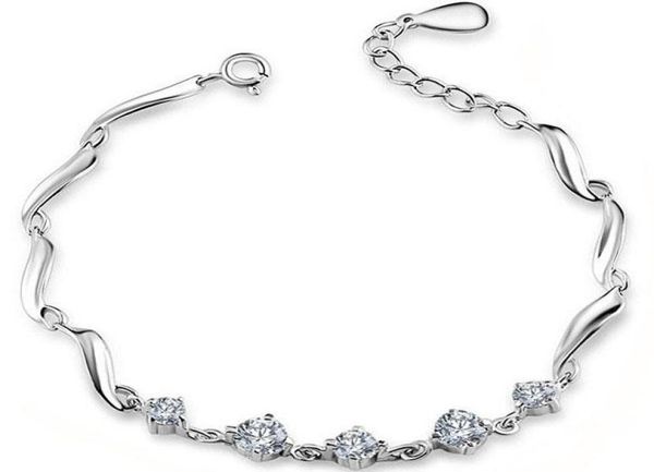 

new five crystal bead bracelet women luxury leaf cz diamond bracelets 925 silver bangle with white gold plated trendy jewelry ps006547555, Golden;silver