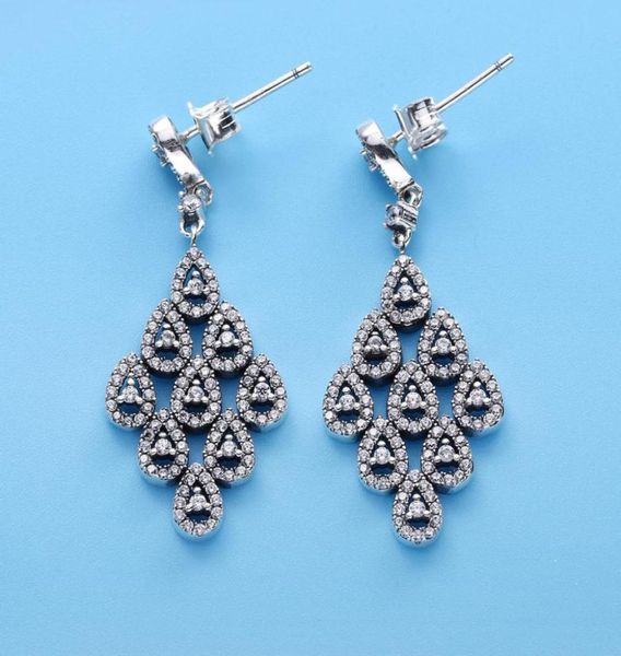 

925 sterling silver cascading glamour teardrop dangle drop earrings with clear cz fits european p style jewelry fashion earr9757492
