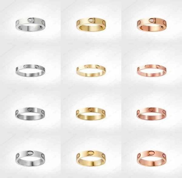 

love screw ring mens band rings 3 diamonds 2021 digner luxury jewelry women steel alloy goldplated craft gold sier rose never fad1968492, Silver