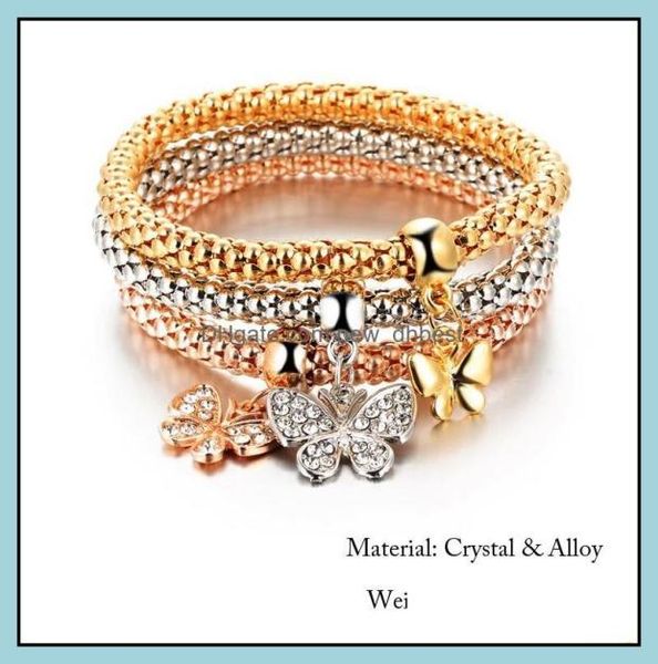 

charm bracelets jewelry 13style elastic crystal bracelet set heart key lock crown tree of life skl elephant owl bangle for women m7978429, Golden;silver