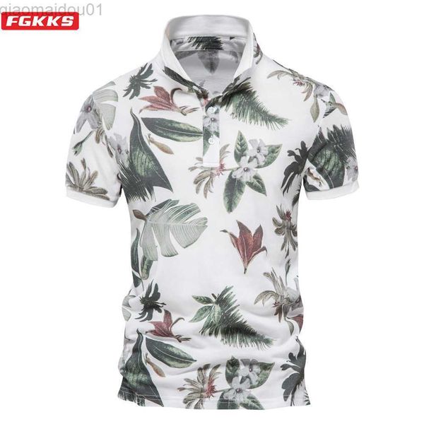 

men's t-shirts fgkks hawaii style polo shirts for men short sleeve quality summer 100% cotton men clothing casual social men's pol, White;black