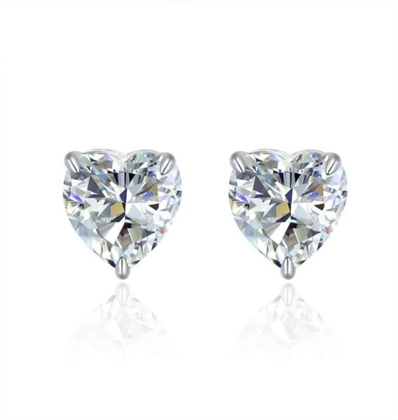 

fashion 925 sterling silver stud earrings cute heart shaped sterling sliver stud earrings for women accessories42923161787719, Golden;silver