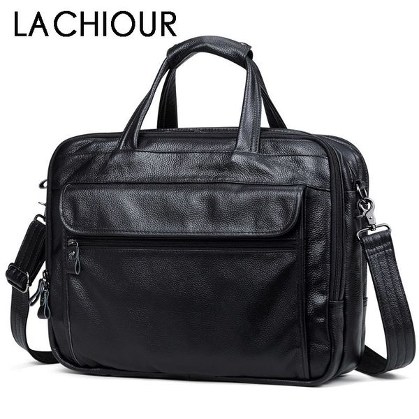 

duffel bags fashion genuine leather men a4 office bag handbag business casual men's travel bag 15.6" lapshoulder bags tote briefca