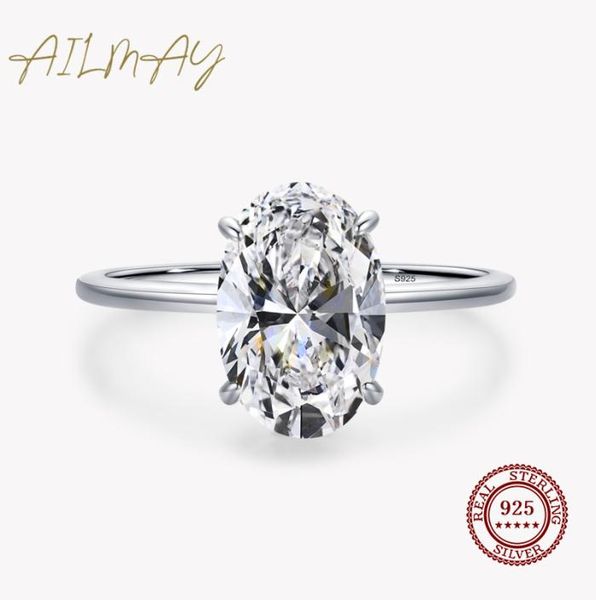 

accessories jewelryrings ailmay 3ct wedding ring 925 sterling silver oval clear zirconia engagement rings for women fine jew4396720