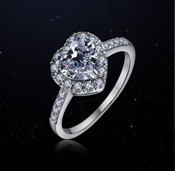 

fashion jewelry lady039s heart gem 5a zircon stone 925 sterling silver wedding party ring sz 510 gift5367602, Slivery;golden