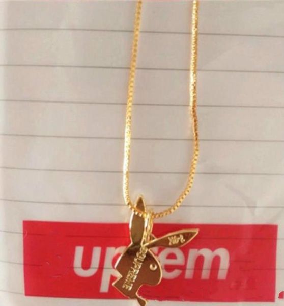 

designer rabbit long necklace for men and women 14k gold plated necklace hiphop brand charm chain hip hop jewelry christmas gifts2986560, Silver
