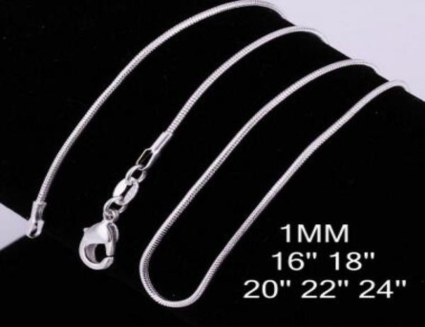 

1mm 1624 inches 925 sterling silver snake chain necklace fashion jewelry snake necklace 7437870