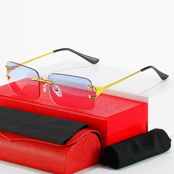 

Fashion carti top sunglasses frameless cut edge Sunglasses Women's 2022 personalized small frame glasses ins street shot trendy with logo box