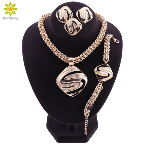 

nigerian jewelry set for women african jewelry parure bijoux femme african wedding beads style gold plated necklace set6410756, Slivery;golden