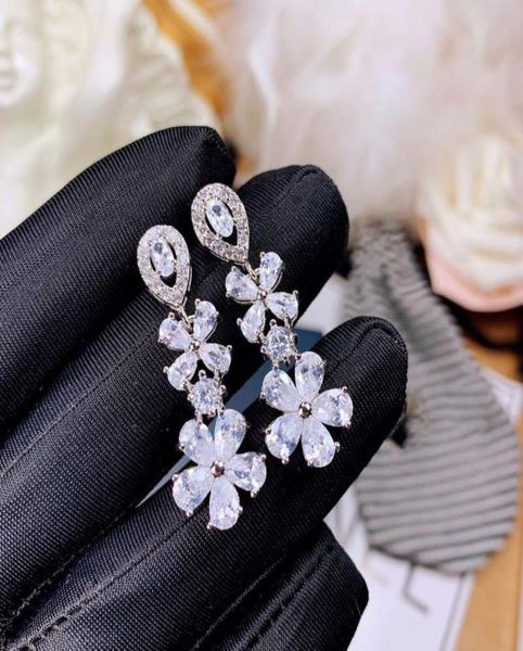 

dangle chandelier geometric buckle earrings jewelry flower pendant earring for women wedding engagement fashion christmas party 7101591, Silver