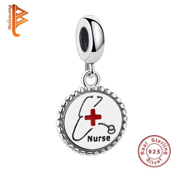

belawang fashion charm beads 925 sterling silver nurse pendant bead fit charm bracelet original women jewelry making q02256602683, Black