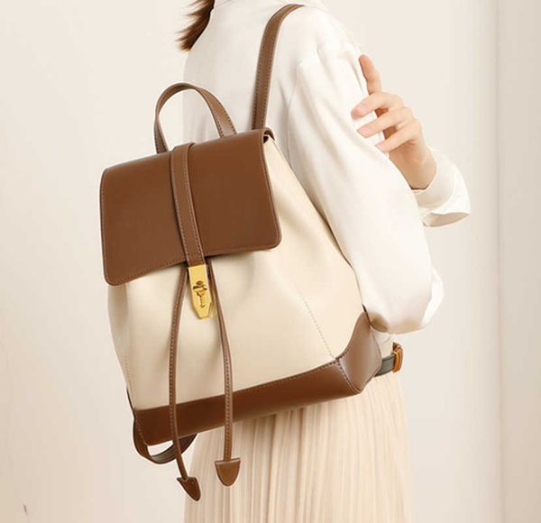 

shoulder bag new fashion backpack shoulder large cowhide schoolbag