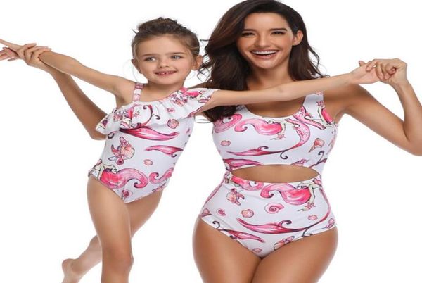 

swim wear 2020 mermaid one piece high waist flash mother daughter parent child print yakuda flexible stylish leopard print bi2087190
