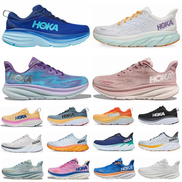 

hokh Clifton 8 Running Shoe hokhs Shoes Womens Bondi 8 Clifton 9 Triple White Summer Song Blue Coral Peach Real Teal Lunar Rock Sports Mens Trainer Sneakers, 7_color