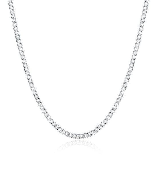 

fashion jewelry silver chain 925 necklace 2mm curb chain for women girl 16 18 20 22 24 inches5596172
