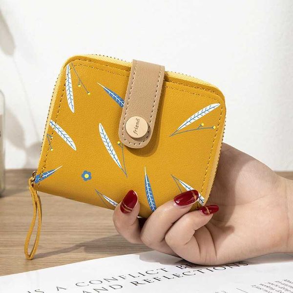 

new feather solid color wallet with two fold short zero wallet selling student card bag for women