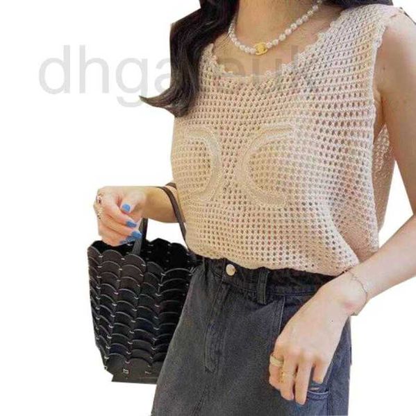 

women's tanks & camis designer paris summer fashion vest high-end luxury women knitwear sleeveless wire mesh classic khaki zaw7, White