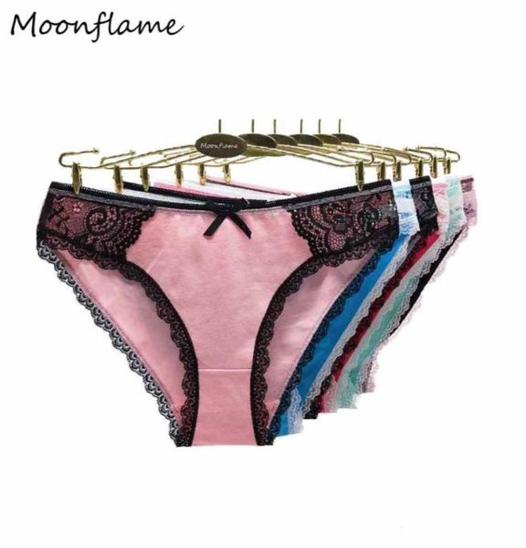

moonflame 5 pcslots new arrival ladies underwear lace cotton women briefs panties  l xl 8941351059873502575, Black;pink