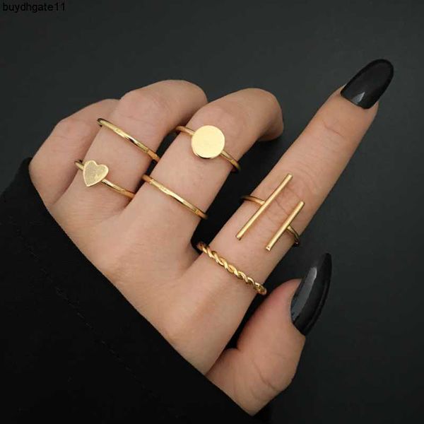 

fashion accessories creative cool wind alloy love irregular ring set with 6-piece geometric joint, Silver