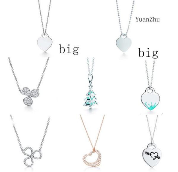 

new 100 925 sterling silver christmas tree rose gold love necklace flower rhyme series paved diamond flower pendant necklace9793307