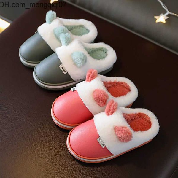 

slipper slipper boys and girls cotton slippers baby soft sole non slip indoor slippers keep warm in autumn and winter children' fur sl, Black;grey