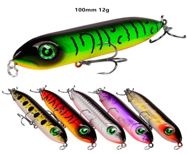 

100mm 12g pencil fish hook hard baits lures 6 treble hooks 6 colors mixed plastic fishing gear 6 pieces lot whb72863079